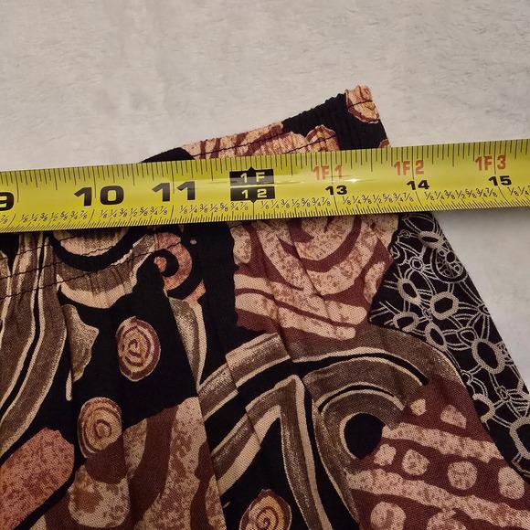 Koret Petites Patchwork Maxi Skirt 14 Petite Brown Black Rayon Vintage Style - Picture 7 of 7